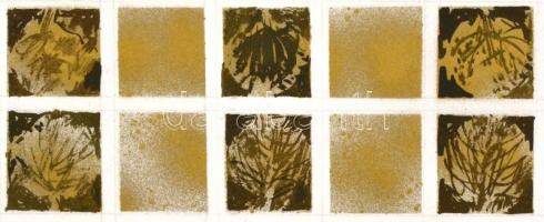 Ország jelzéssel: Arany kompozíció. Vegyes technika, papír, 21×37 cm