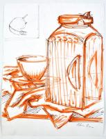 Molnár jelzéssel: Csendélet. Vegyes technika, papír, 39×29,5 cm