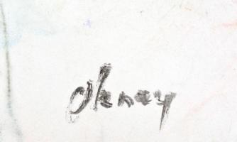 Aknay jelzéssel: Absztrakt kompozíció. Kréta, papír, apró szakadással, 42×29,5 cm