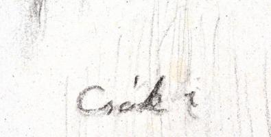 Csók jelzéssel: Női portré. Szén, papír, 32×25 cm