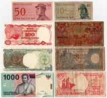 Indonézia 8xklf bankjegy T:I-III Indonesia 8xdiff banknotes C:UNC-F