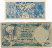 Indonézia 1956. 1R + 1975. 1000R T:I-III Indonesia 1956. 1 Rupiah + 1975. 1000 Rupiah C:UNC-F