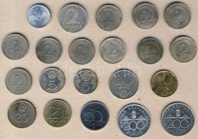Kis forint tétel,benne Ag: 1Ft 1989 + 2Ft 1946-66 (11x) 2klf + 5Ft 1982,1989 + 10Ft 1972,1989 + 20Ft...