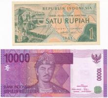 Indonézia 1961. 1R + 2005. 10.000R T:I Indonesia 1961. 1 Rupiah + 2005. 10.000 Rupiah C:UNC