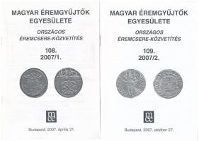 Magyar Éremgyűjtők Egyesülete - Országos Éremcsere-közvetítés 108-112. számai, 2007-2009. közötti időszakból