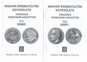 Magyar Éremgyűjtők Egyesülete - Országos Éremcsere-közvetítés 108-112. számai, 2007-2009. közötti id...