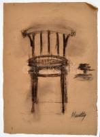 Kmetty jelzéssel, össz. 2 db mű: Csendélet és Szék. Szén, papír, 42,5x62 és 62x45 cm
