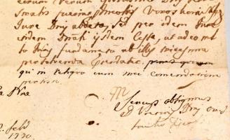 1769-1770 Vöröskő (ma: Červený Kameň, SK), Terstyánszky Miklós birtokos latin nyelvű levele Pruszkár...