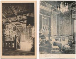 Sinaia, castle interior - 2 pre-1945 postcards