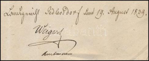 1839 Jedlersdorf (ma Bécs része), a kerületi bíróság ex offo levele a bécsi magisztrátusnak hivatali...