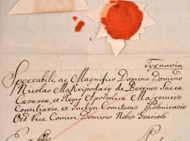 1787 Azonosítatlan személy Nagyszombatból Pozsonyba küldött hivatalos levelének borítékja, Makripodá...