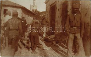1918 Repülőgép támadás után Durazzoban / WWI Austro-Hungarian K.u.K. military, street scene after aerial attack in Durres. photo
