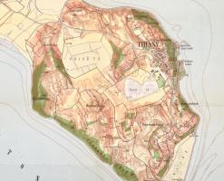 1928 Tihanyi félsziget, Magyar Fürdőtérképek 6., 1: 20.000, Bp., M. Kir. Állami Térképészet, hajtásn...