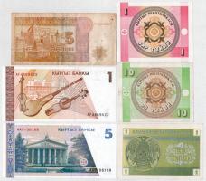 Vegyes: Kazahsztán és Kirgizisztán 6xklf bankjegy T:I-III
Mixed: Kazakhstan and Kyrgyzstan 6xdiff b...