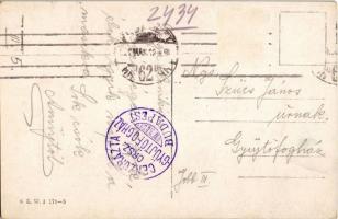 Ski, winter sport art postcard, humour. B.K.W.I. 371-5. s: Fritz Schönpflug + "CENZÚRÁZTA ORSZ....