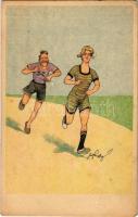 Running race, sport, humour. B.K.W.I. 404-3. s: Fritz Schönpflug (EK)