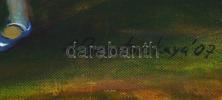 A. Ponyatovskaya '07 jelzéssel: Mesejelenet unikornissal. Olaj, vászon, hátoldalán is jelzett, ...