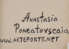 A. Ponyatovskaya '07 jelzéssel: Mesejelenet unikornissal. Olaj, vászon, hátoldalán is jelzett, ...