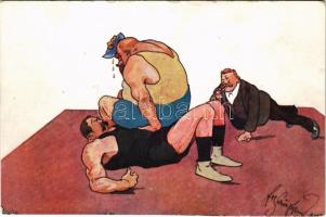 Wrestling, wrestlers, humour. B.K.W.I. 492-5. s: Fritz Schönpflug (fl)