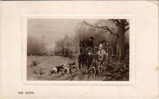 1909 The scent / Hunting art postcard. Rotary Photographic Plate Sunk Gem Series (EK)