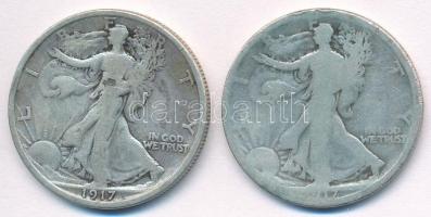 Amerikai Egyesült Államok 1917D 1/2$ Ag + 1917S 1/2$ Ag T:3
USA 1917D 1/2 Dollar Ag + 1917S 1/2 Dol...