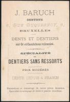 1875 J. Baruch brüsszeli fogorvos reklámos kártyanaptára / Calendar card of Brussel dentist 8x12 cm