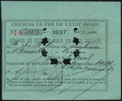 1887 Belga vonatjegy / Belgian railway ticket