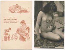 12 db RÉGI motívum képeslap vegyes minőségben: hölgyek, romantikus / 12 pre-1945 motive postcards in mixed quality: ladies, romantic