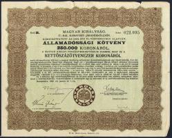 1925. "Államadóssági kötvény" 250.000K-ról + 1928. "Hevesmegyei Népbank Részvénytársaság" részvénye 250P-ről, szelvényekkel