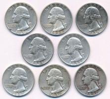 Amerikai Egyesült Államok 1953. 25c Ag (2x) egyik "S" verdejellel + 1956. 25c Ag (3x) egyi...