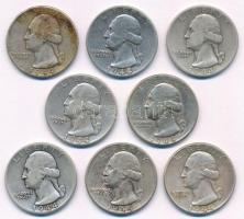 Amerikai Egyesült Államok 1942-1944. 25c (8x) T:2- patina 
USA 1942-1944. 25 Cents (8x) C:VF patina...