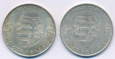 1947. 5Ft Ag "Kossuth" (2x) T:2,2- Adamo F8.1