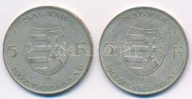 1947. 5Ft Ag "Kossuth" (2x) T:2- kis patina Adamo F8.1
