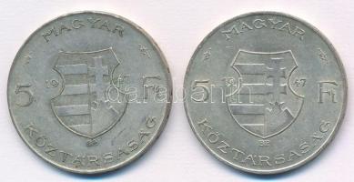 1947. 5Ft Ag "Kossuth" (2x) T:2- Adamo F8.1