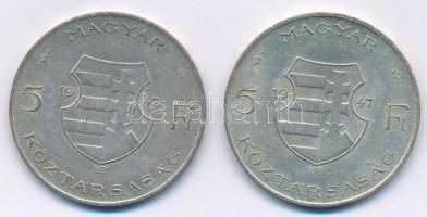 1947. 5Ft Ag "Kossuth" (2x) T:2,2- Adamo F8.1