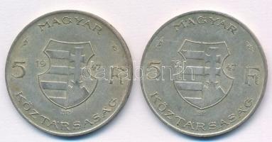 1947. 5Ft Ag "Kossuth" (2x) T:2-,3 Adamo F8.1