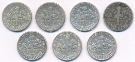 Amerikai Egyesült Államok 1947-1953. 1d Ag "Roosevelt" (7xklf) T:2,2- 
USA 1946D-1961D Di...