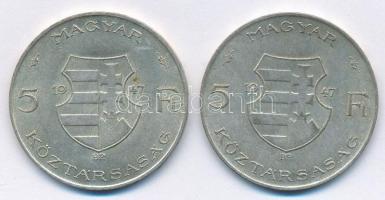 1947. 5Ft Ag "Kossuth" (2x) T:2- Adamo F8.1