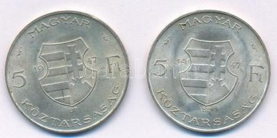 1947. 5Ft Ag "Kossuth" (2x) T:1- Adamo F8.1