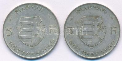 1947. 5Ft Ag "Kossuth" (2x) T:2- Adamo F8.1