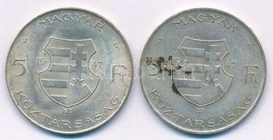 1947. 5Ft Ag "Kossuth" (2x) T:2,2- Adamo F8.1