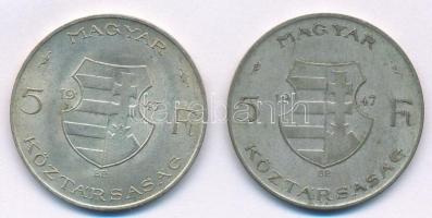 1947. 5Ft Ag "Kossuth" (2x) T:2,2- kis patina Adamo F8.1