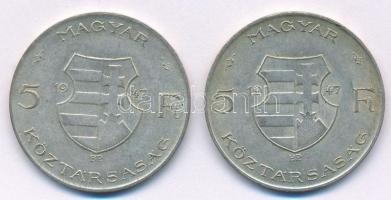 1947. 5Ft Ag "Kossuth" (2x) T:2- Adamo F8.1