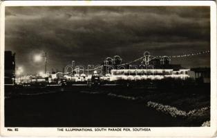 Southsea (Portsmouth), South Parade Pier, The Illuminations at night. R. L. Evelyn Ltd. (EK)