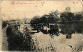 1905 Wareham, The River and Tow Path, boats (EK)