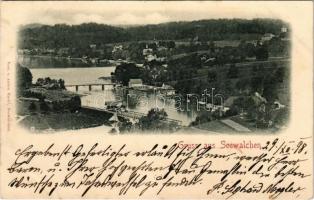 1898 Seewalchen am Attersee, general view, bridge. Verl. v. Anton Hackl