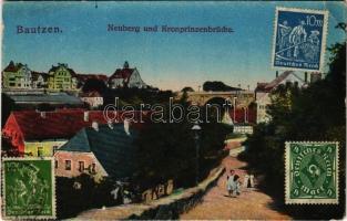 Bautzen, Neuberg und Kronprinzebrücke / street view, bridge. TCV card (EK)