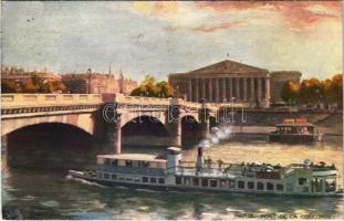 1912 Paris, Pont de La Concorde / bridge, steamship. Raphael Tuck et Fils Ltd. "Oilette" Ponts de Paris Serie 702. No. 13. (EK)