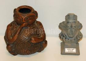 cca 1950 Brazil szobor alakú kerámia váza, + Zoroaszter szobor