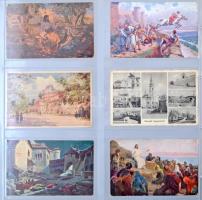 kb 280 férőhelyes nagy modern képeslap album műanyag lapokkal, gyűrűs borítóval, csaknem tele főleg ...